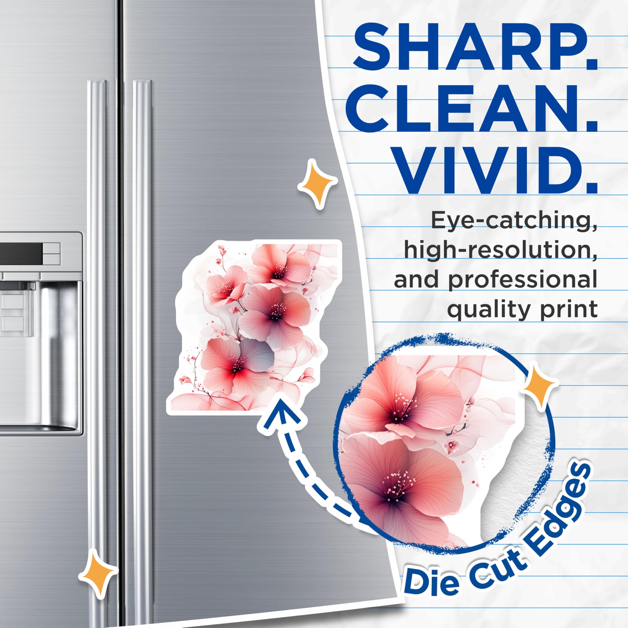 (2 Pack) Pink Floral Magnets - Ethereal Flower Refrigerator Decor - Aesthetic Kitchen Locker Magnet - 5 Inches On Longest Side - Thick Durable Magnet - Made in USA - MAG25876