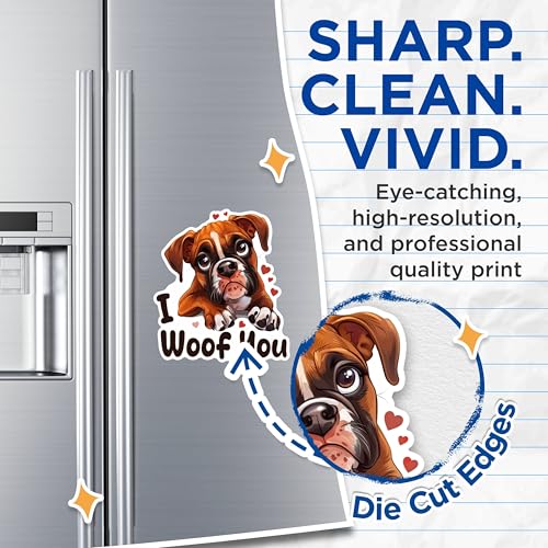 (2 Packs) I Woof You Boxer Dog Magnets - Boxer Dog Breed Mom Dad Magnets - 5 Inches On Longest Side - Premium Magnet - for Fridges, Toolboxes, Cars - Made in USA - MAG2527
