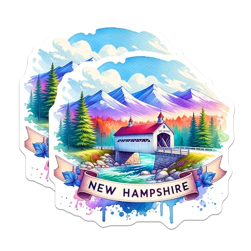(2 Pack) New Hampshire Magnets - Scenic Mountain Landscape - Colorful Travel Souvenir - 5" On Longest Side - for Cars, Fridges, Toolboxes - Made in USA - MAG6708