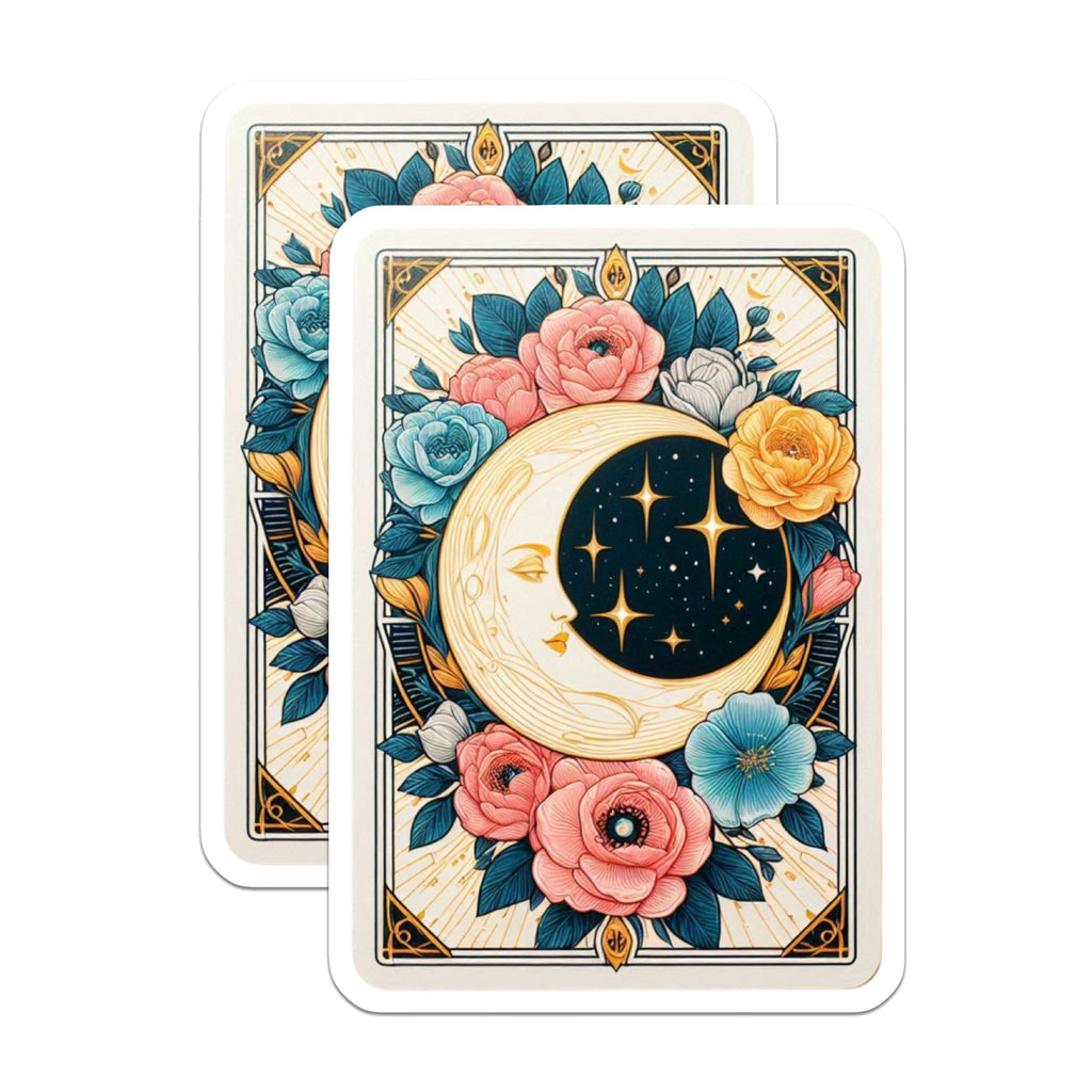 (2 Pack) Crescent Moon Magnets - Floral Botanical Celestial Decor - Mystical Art Nouveau Boho Fridge Locker Magnet Art - 5 Inches On Longest Side - Thick Durable Magnet - Made in USA - MAG20199
