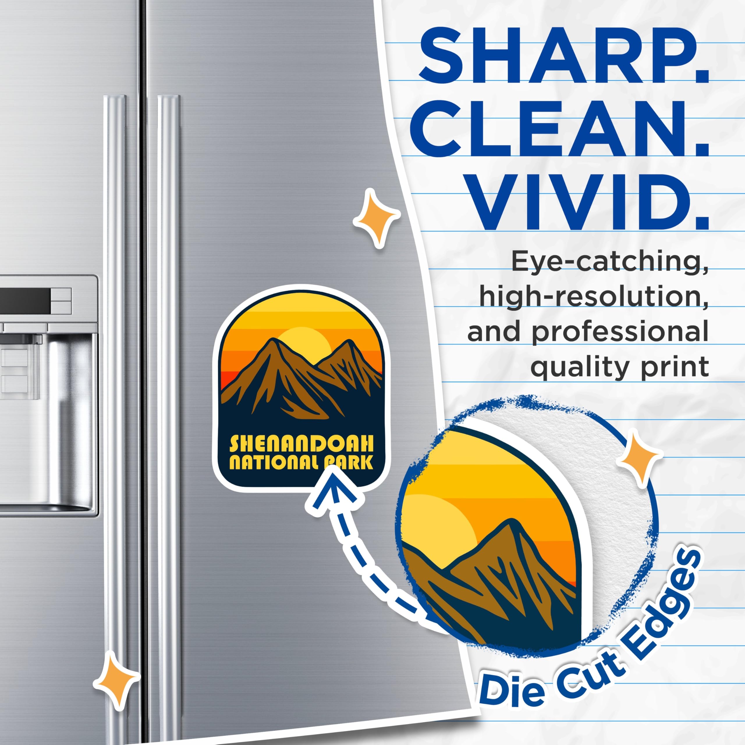 (2 Pack) Shenandoah National Park Magnets - Souvenir Magnets - Mountain Sunset Decor - 5" On Longest Side - Premium Magnet - for Cars, Refrigerators, Toolboxes, Lockers - Made in USA - MAG18552