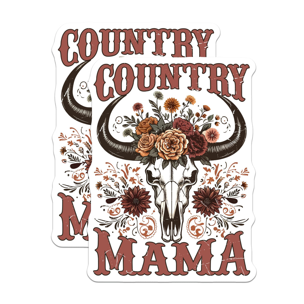 (2 Pack) Country Mama Magnets - Floral Skull - Western Decor - 5" On Longest Side - Premium Magnet - for Cars, Refrigerators, Toolboxes, Lockers - Made in USA - MAG16787