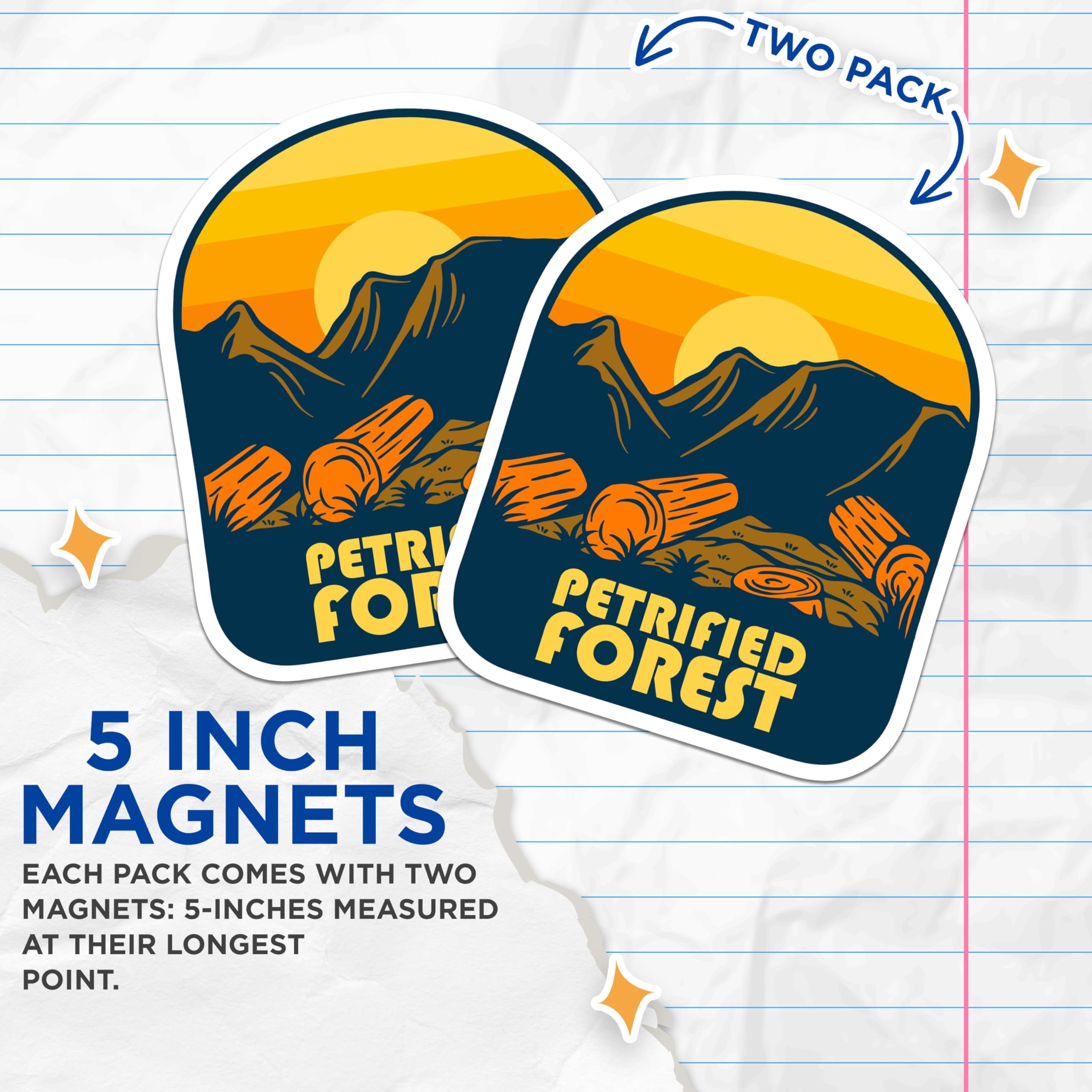 (2 Pack) Petrified Forest Magnets - National Park Decor - Travel Souvenir Magnets - 5" On Longest Side - Premium Magnet - for Cars, Refrigerators, Toolboxes, Lockers - Made in USA - MAG18915
