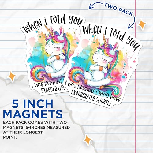 (2 Pack) Funny Unicorn Magnets - Colorful Fridge Magnets - Unique Unicorn Magnets - Fun Home Accessories - 5" On Longest Side - for Cars, Fridges, Toolboxes - Made in USA - MAG4371