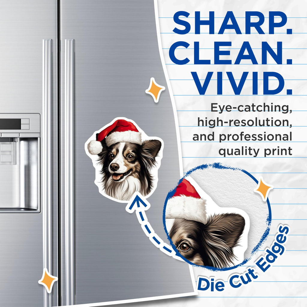 (2 Pack) Christmas Dog Magnets - Santa Hat Holiday Decor - Festive Pet Animal Lover Accents - Cute Doggy Refrigerator Magnets - 5 Inches On Longest Side - Thick Durable Magnet - Made in USA - MAG23784
