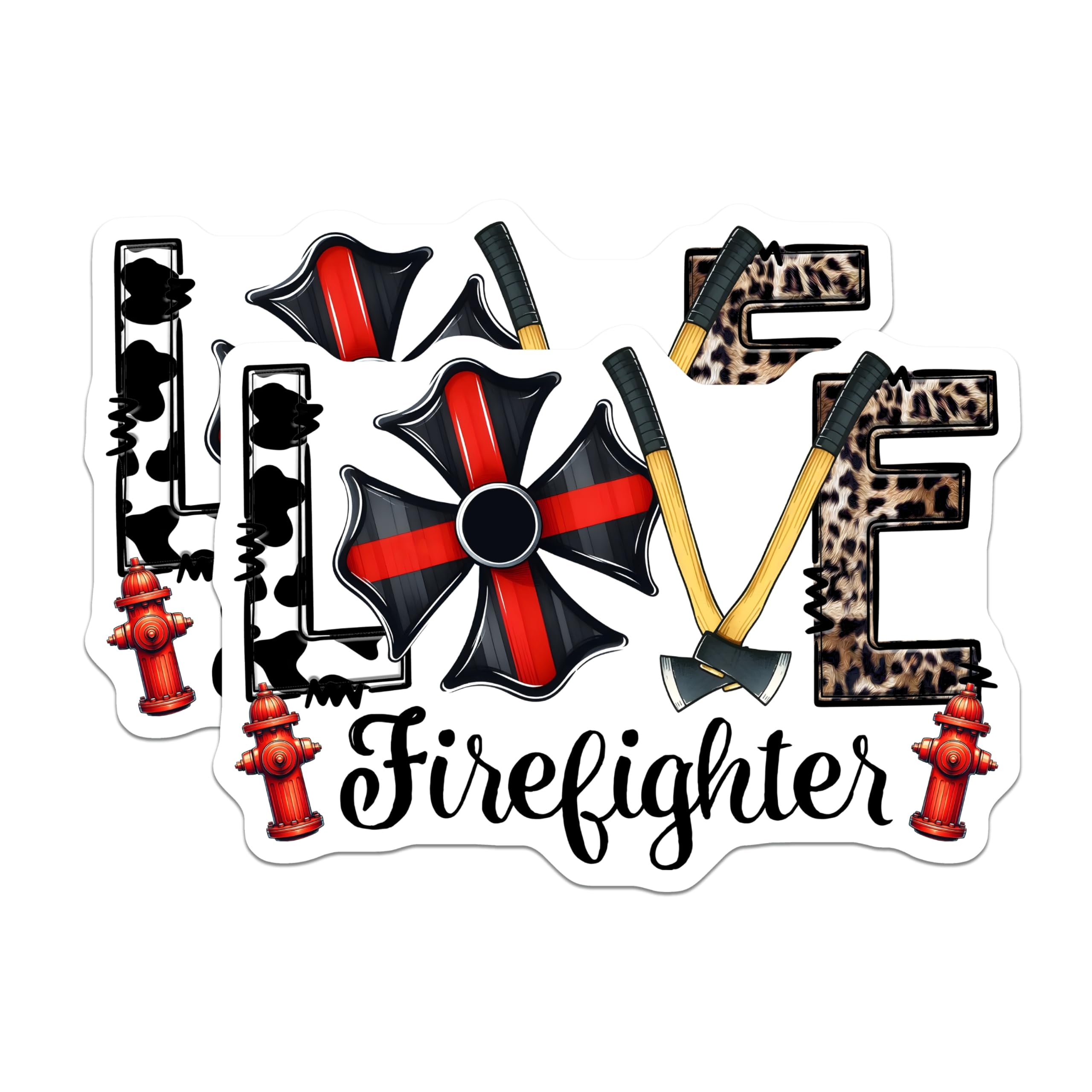(2 Pack) Firefighter Love Magnets - Firefighter Axes - Maltese Cross Fridge Magnets - 5" On Longest Side - Premium Magnet - for Cars, Refrigerators, Toolboxes, Lockers - Made in USA - MAG15591