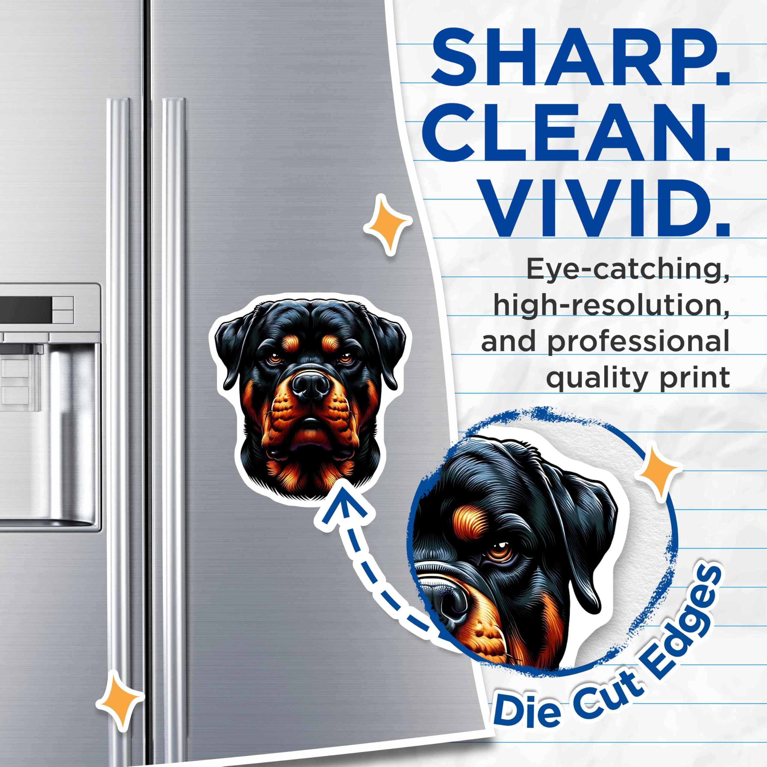(2 Pack) Rottweiler Magnets - Dog Lover Accessories - Refrigerator Decoration Items - 5" On Longest Side - Premium Magnet - for Cars, Refrigerators, Toolboxes, Lockers - Made in USA - MAG15141