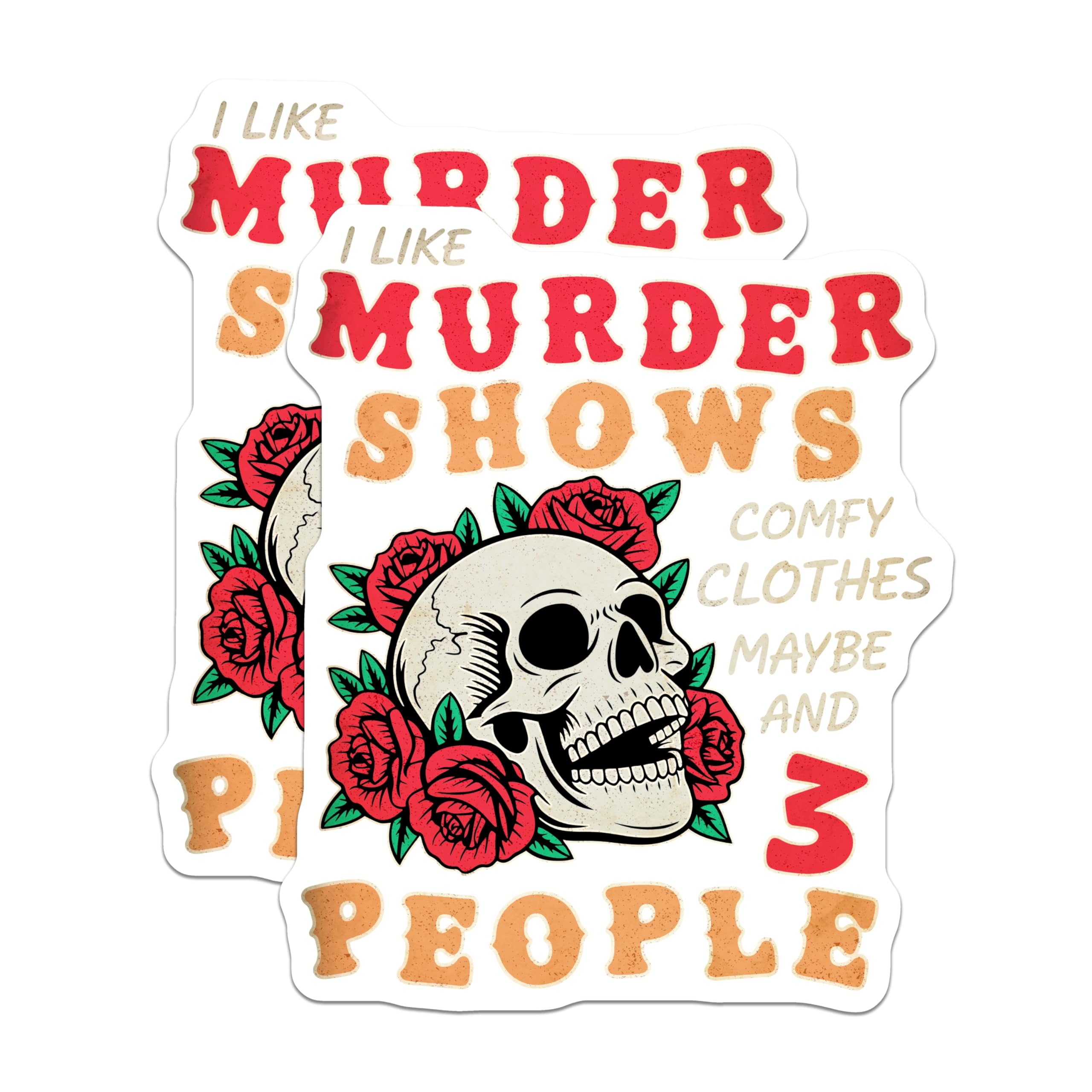 (2 Pack) Murder Shows Magnets - Skull and Roses - True Crime Fan Decor - 5" On Longest Side - Premium Magnet - for Cars, Refrigerators, Toolboxes, Lockers - Made in USA - MAG14287