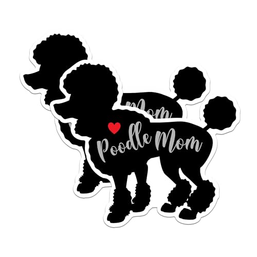 (2 Packs) Poodle Mom Stickers - Poodle Mom Dog Breed Decals - 5 Inches On Longest Side - Premium Vinyl Decal - Sticks to Any Smooth Flat Surface - Made in USA - BMCS2513