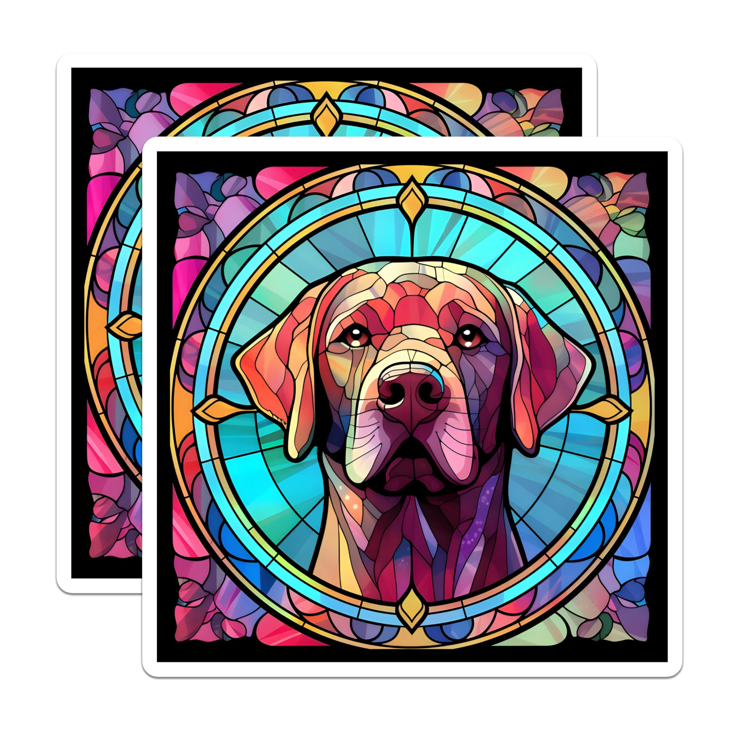(2 Pack) Labrador Retriever Magnets - Stained Glass Dog - Fridge Magnets - 5" On Longest Side - Premium Magnet - for Cars, Refrigerators, Toolboxes, Lockers - Made in USA - MAG15416