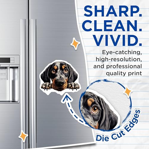 (2 Pack) Cute Puppy Illustration Magnet - Adorable Dog Face Fridge Decor - 5" On Longest Side - Sticks to Smooth Flat Surfaces - Made in USA - MAG9877