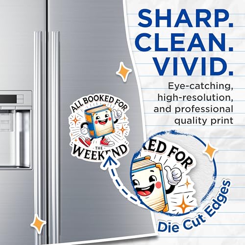 (2 Pack) Book Lover Magnets - Cute Book Character Magnets - All Booked for The Weekend Magnets for Readers- 5" On Longest Side - for Fridges, Toolboxes, Cars - Made in USA - MAG2757