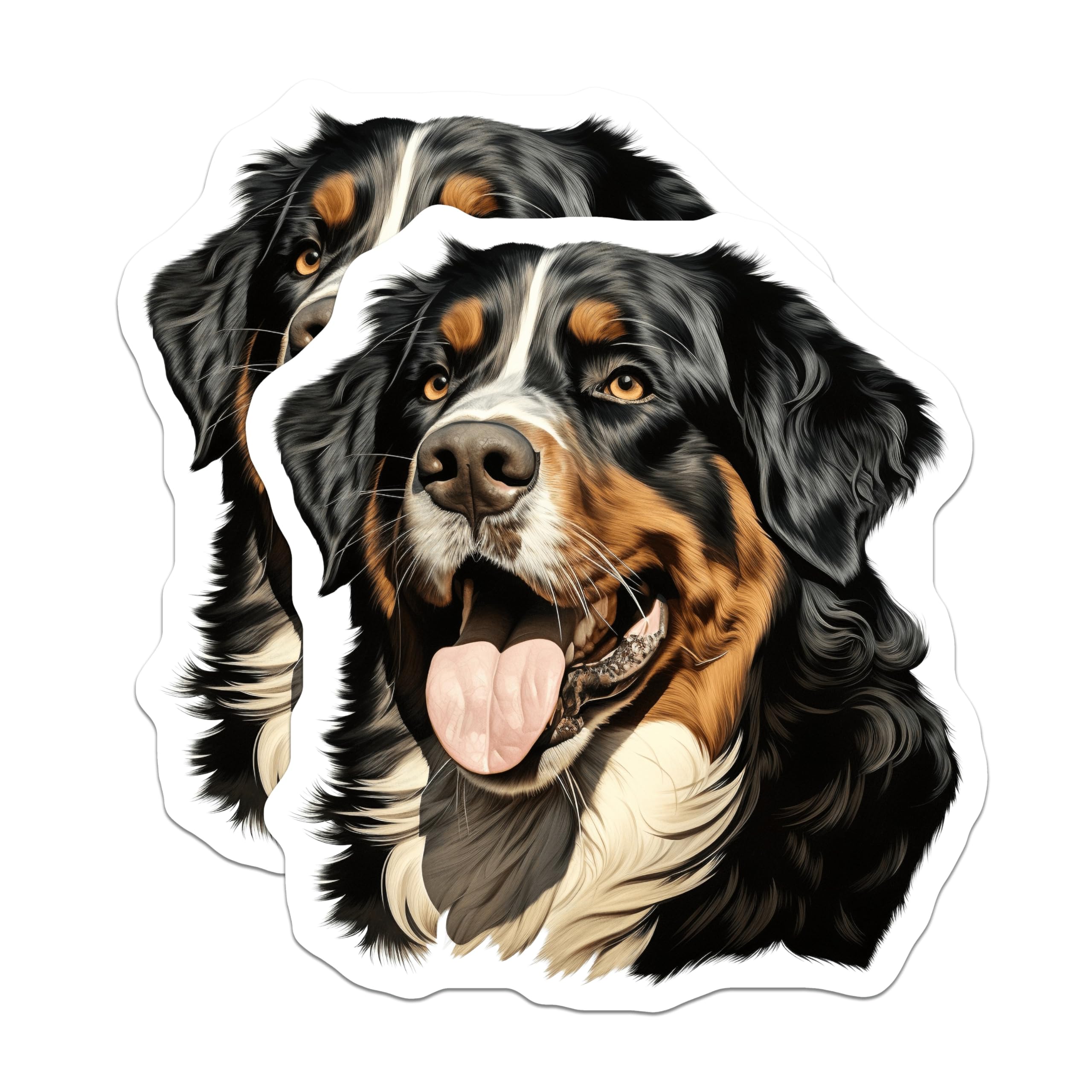 (2 Pack) Bernese Mountain Dog Magnets - Happy Berner Dog Portrait - Pet Owner Decor - Dog Lover Accents - 5 Inches On Longest Side - Thick Durable Magnet - Made in USA - MAG30222