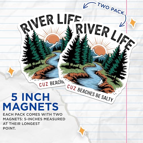 (2 Pack) River Life Magnets Magnets - 5" On Longest Side - Made in USA - Sticks to Refrigerators & Metal Surfaces - MAG9179