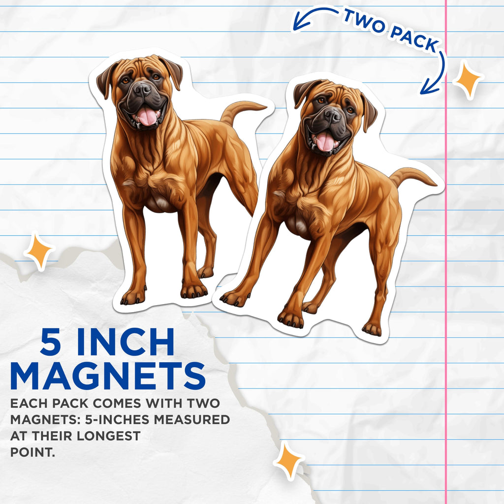 (2 Pack) Bullmastiff Dog Magnets - Fawn Mastiff Breed Art - Large Canine Pet Owner Decor - Dog Lover Display - 5 Inches On Longest Side - Thick Durable Magnet - Made in USA - MAG23480