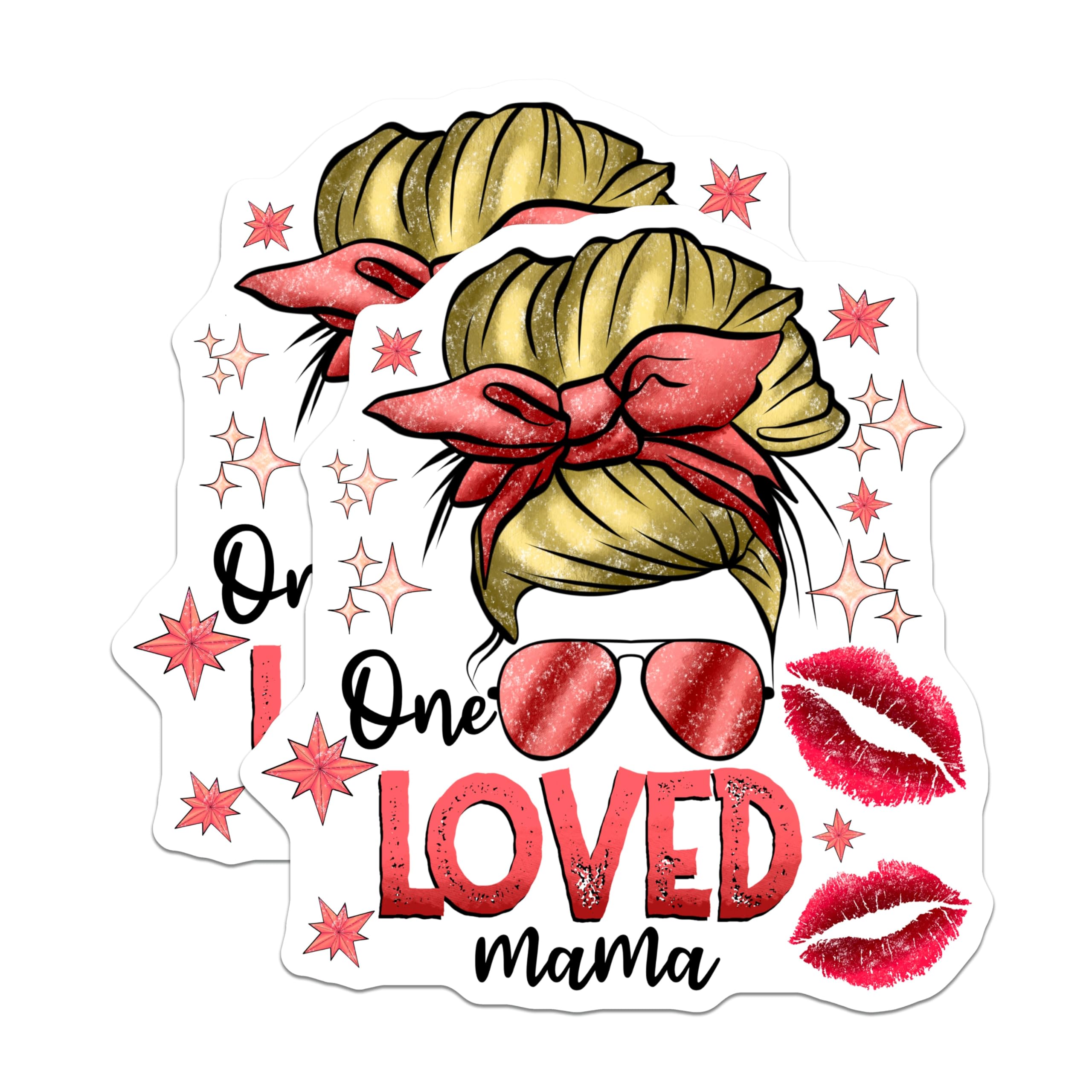 (2 Pack) One Loved Mama Magnets - Messy Bun Mom Life - Cool Mom Fridge Decorations - 5 Inches On Longest Side - Thick Durable Magnet - Made in USA - MAG28851