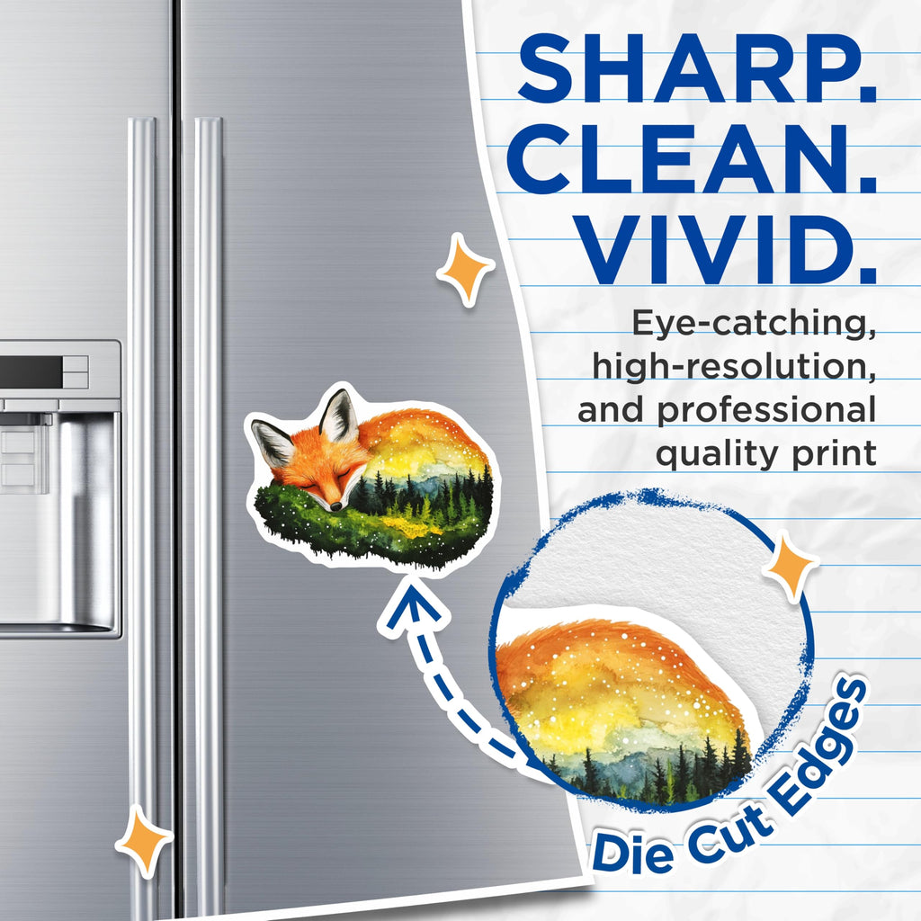 (2 Pack) Fox Magnets - Sleeping Fox - Forest Scene - Fridge Magnet - 5" On Longest Side - Premium Magnet - for Cars, Refrigerators, Toolboxes, Lockers - Made in USA - MAG14714