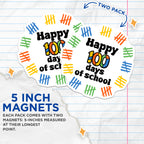 (2 Pack) 100 Days of School Magnets - Teacher Appreciation Decor - Classroom Milestone Display - 5 Inches On Longest Side - Thick Durable Magnet - Made in USA - MAG36704