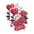 (2 Pack) Love Heart Rose Magnets - Floral Romance Magnets - Red Rose Heart Magnets - Love Magnet Set - 5" On Longest Side - for Cars, Refrigerators, Toolboxes, Lockers - Made in USA BMCS3475