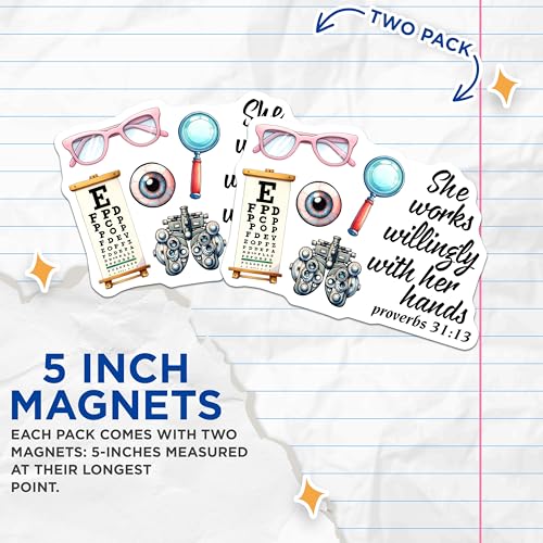 (2 Pack) Eye Themed Magnets - Funny Optical Office Decor - Cute Eye Doctor Accessories - 5" On Longest Side - for Cars, Fridges, Toolboxes - Made in USA - MAG8090