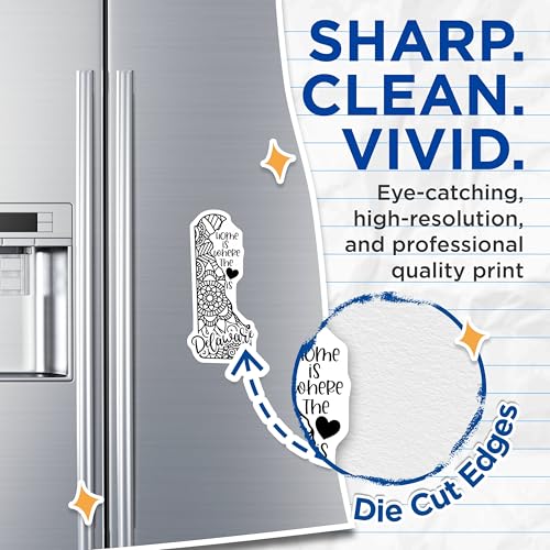 (2 Pack) Home is Where The Heart is Magnets Magnets - Delaware - State Pride - 5" On Longest Side - Made in USA - Sticks to Refrigerators & Metal Surfaces - MAG9106