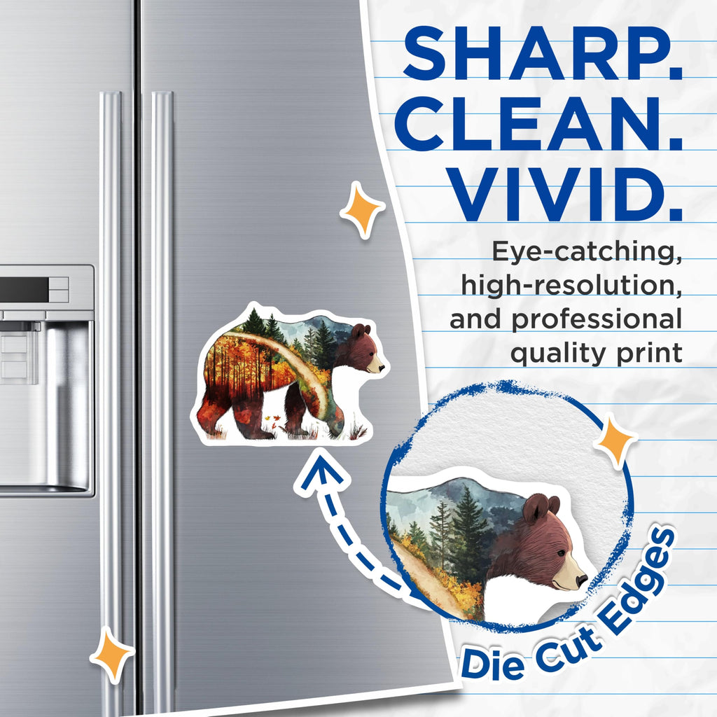(2 Pack) Bear Forest Magnets - Nature Art Magnet - Animal Lover Magnet - 5" On Longest Side - Premium Magnet - for Cars, Refrigerators, Toolboxes, Lockers - Made in USA - MAG15005