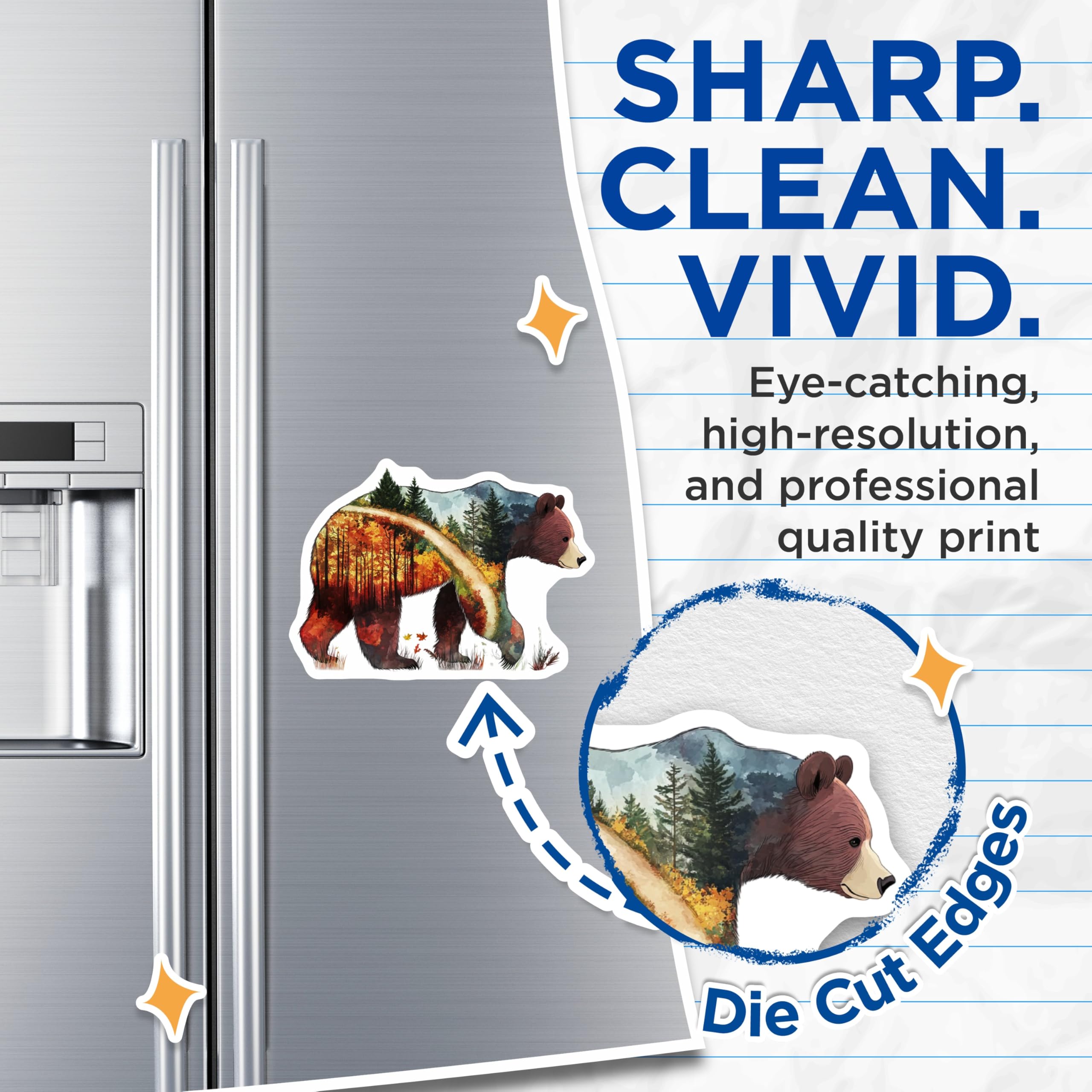 (2 Pack) Bear Forest Magnets - Nature Art Magnet - Animal Lover Magnet - 5" On Longest Side - Premium Magnet - for Cars, Refrigerators, Toolboxes, Lockers - Made in USA - MAG15005