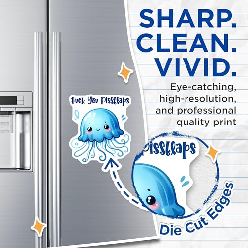 (2 Pack) Cute Cartoon Jellyfish Magnet - 5" On Longest Side - Sticks to Smooth Flat Surfaces - Made in USA - MAG9672