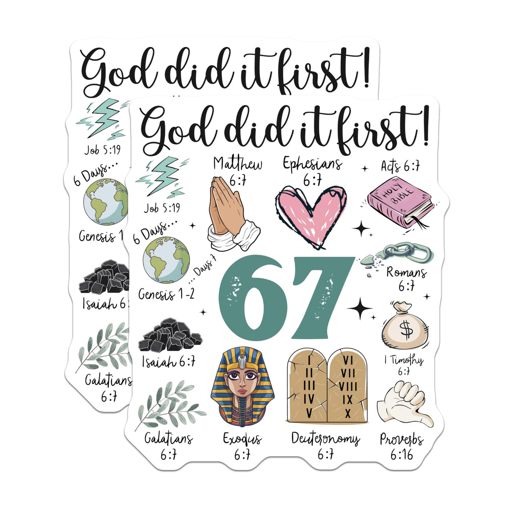 (2 Pack) God Did It First Magnets - Religious Verse Magnet Set - Bible Verse Fridge Decor - 5" On Longest Side - Premium Magnet - for Cars, Refrigerators, Toolboxes, Lockers - Made in USA - MAG16406