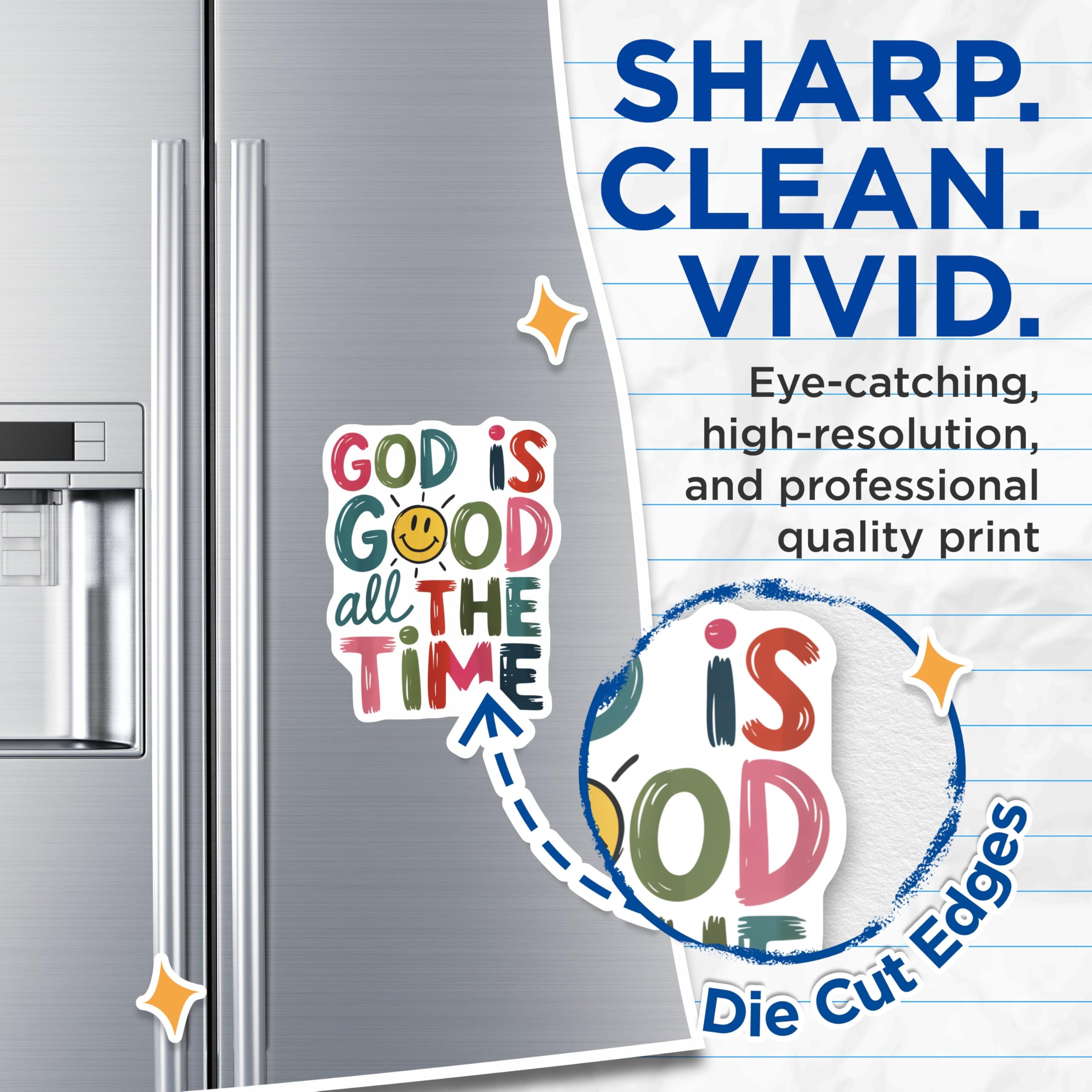 (2 Pack) God is Good All The Time Magnets - Christian Faith Decor - Inspirational Affirmation Art - 5 Inches On Longest Side - Thick Durable Magnet - Made in USA - MAG19698