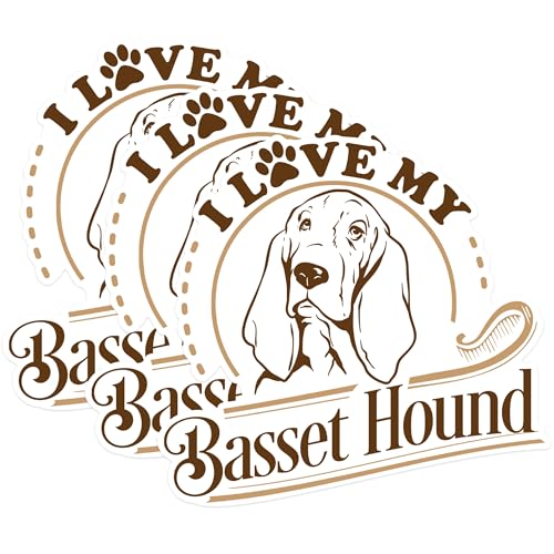 (3 Pack) Basset Hound Decals - Dog Breed Lover - Pet Owner Accessory - 3 Inches On Longest Side - Easy Peel & Apply - Made in USA - 3MCS1752