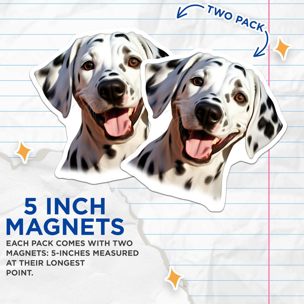 (2 Pack) Dalmatian Dog Magnets - Happy Smiling Dog Refrigerator Magnets - Pet Lover Kitchen Decor for Dog Moms - 5 Inches On Longest Side - Thick Durable Magnet - Made in USA - MAG30009