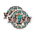 (2 Pack) Maw Maw Magnets - Cowhide Turquoise Concho Design - Western Country Lightning Bolt Decor - 5 Inches On Longest Side - Thick Durable Magnet - Made in USA - MAG24855