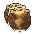 (2 Pack) Shoshone Dam Magnets - Wyoming Travel Souvenir - Historic Landmark Art - Retro Style Memorabilia - 5 Inches On Longest Side - Thick Durable Magnet - Made in USA - MAG20055