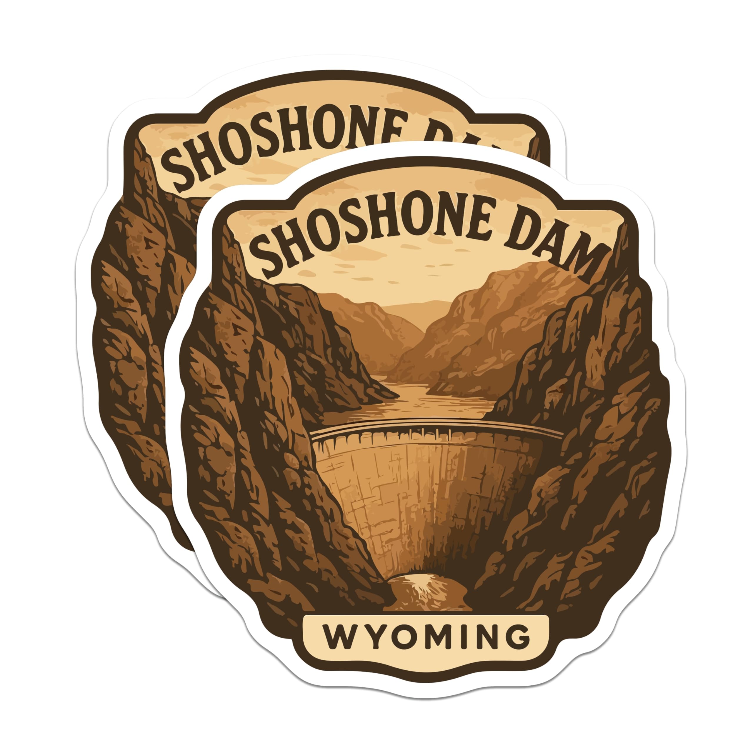 (2 Pack) Shoshone Dam Magnets - Wyoming Travel Souvenir - Historic Landmark Art - Retro Style Memorabilia - 5 Inches On Longest Side - Thick Durable Magnet - Made in USA - MAG20055