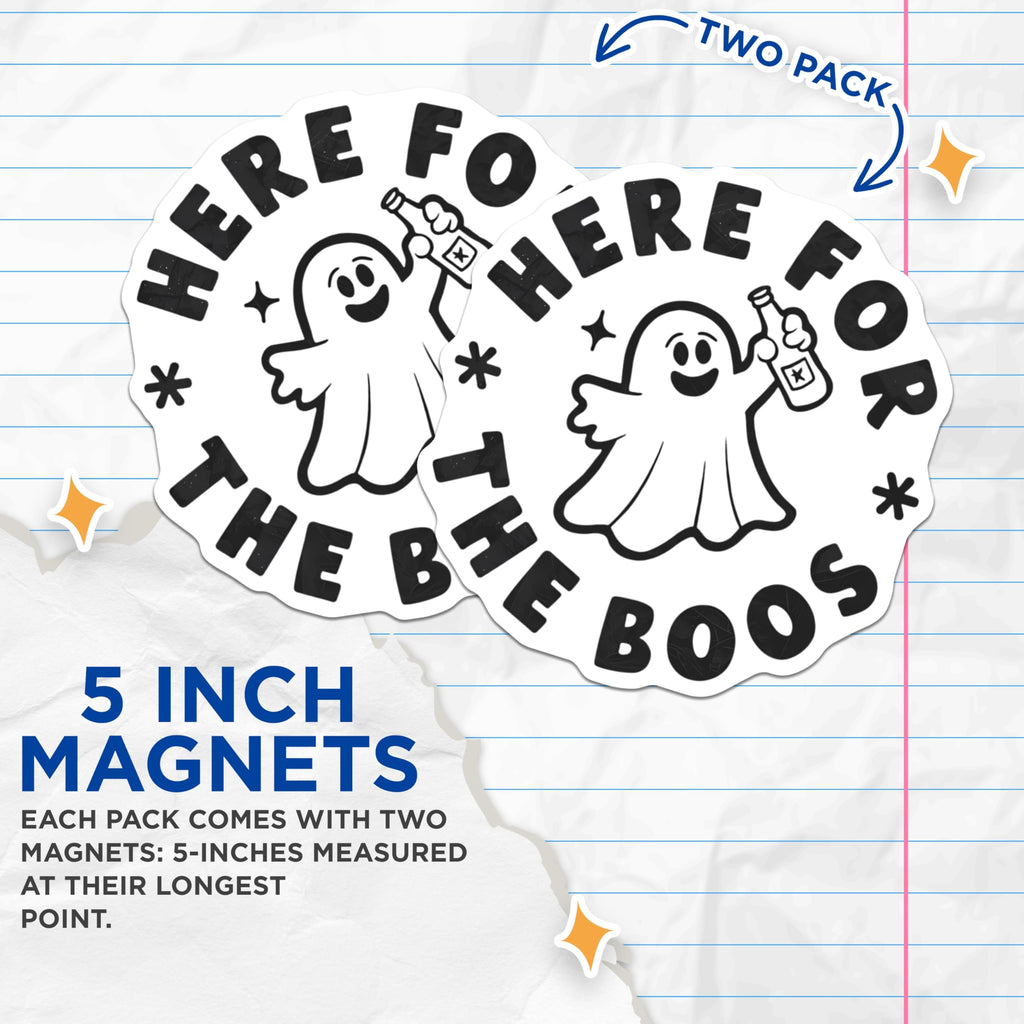(2 Pack) Funny Ghost Magnets - Halloween Party Decor - Boos Drink Refrigerator Magnet - 5 Inches On Longest Side - Thick Durable Magnet - Made in USA - MAG20483