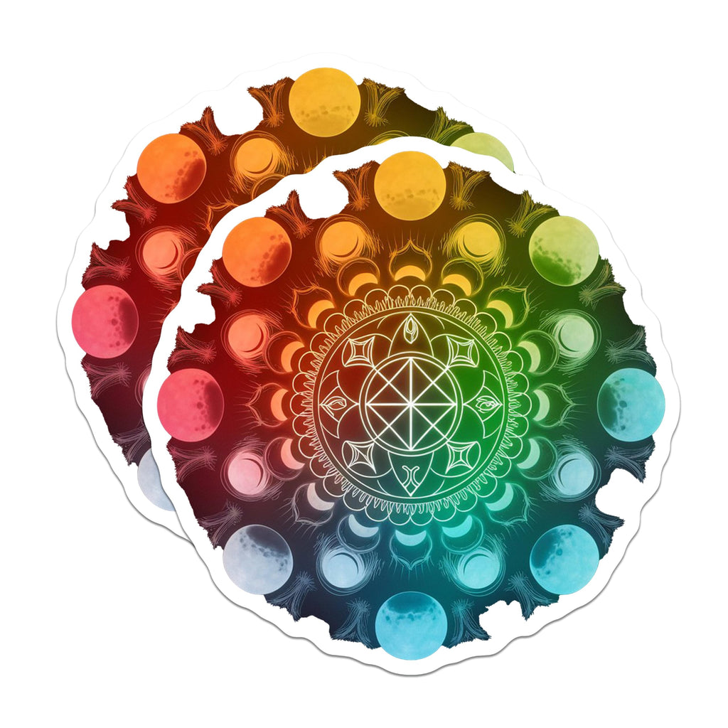 (2 Pack) Moon Phase Magnets - Mandala Design Magnet - Celestial Home Accent - 5" On Longest Side - Premium Magnet - for Cars, Refrigerators, Toolboxes, Lockers - Made in USA - MAG14321