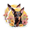 (2 Pack) Doberman Magnets - Floral Dog Art - Pet Parent Refrigerator Decor - Pinscher Enthusiast - 5 Inches On Longest Side - Thick Durable Magnet - Made in USA - MAG25889