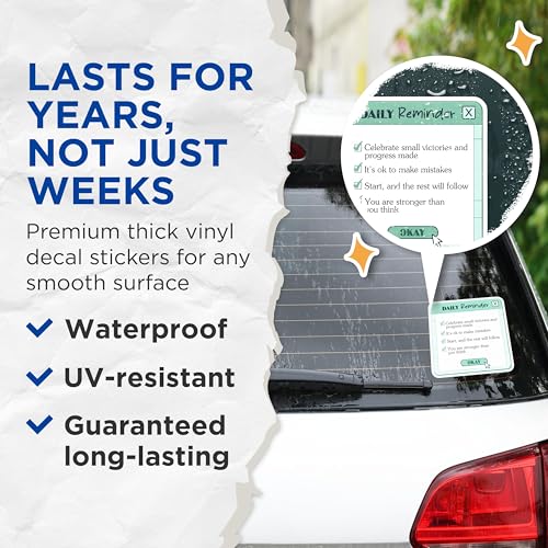 (2 Pack) Daily Reminder Stickers - Motivational Quote - Encouraging Message - 5" On Longest Side - Sticks to Smooth Flat Surfaces - Made in USA - BMCS8326