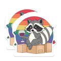 (2 Pack) Cute Raccoon Drinking Wine Magnets - Rainbow Background - Fun Animal Magnets for Fridge - 5" On Longest Side - for Cars, Fridges, Toolboxes - Made in USA - MAG7088