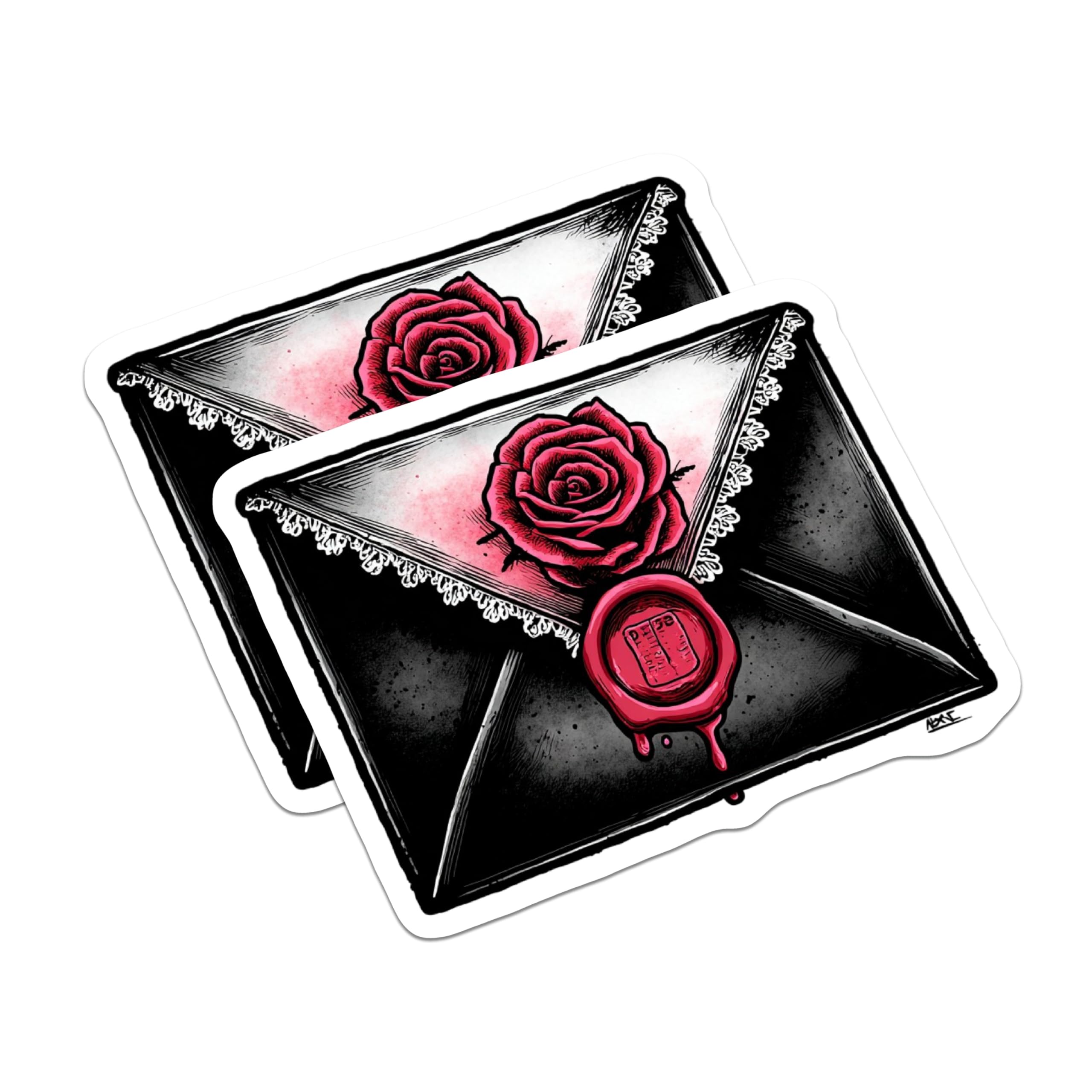 (2 Pack) Gothic Rose Envelope Magnets - Dark Academia Decor - Mystic Romance Stationery - 5 Inches On Longest Side - Thick Durable Magnet - Made in USA - MAG22207