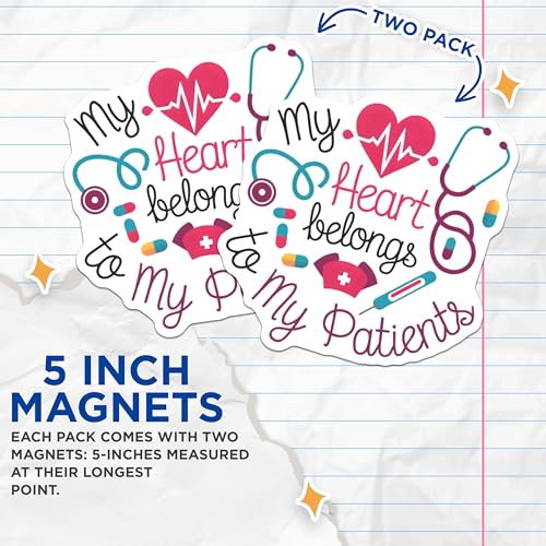 (2 Pack) My Heart Belongs to My Patients Magnets - Nurse Appreciation - Healthcare Worker Gifts - Nursing School Supplies - 5" On Longest Side - for Cars, Fridges, Toolboxes - Made in USA - MAG6861