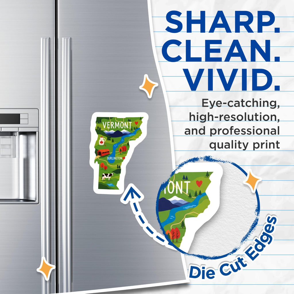 (2 Pack) Vermont State Magnets - Burlington Map Art - Cow Fridge Decors - 5" On Longest Side - Premium Magnet - for Cars, Refrigerators, Toolboxes, Lockers - Made in USA - MAG16132