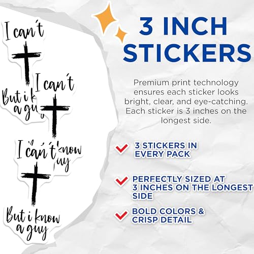 (3 Pack) I Know A Guy Decals - Christian Laptop Decal - Faith Based Laptop Sticker - 3 Inches On Longest Side - Easy Peel & Apply - Made in USA - 3MCS6049