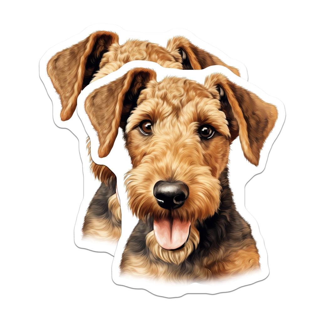 (2 Pack) Airedale Terrier Dog Magnets - Dog Lover Kitchen Decor - Pet Parent Refrigerator Art - 5 Inches On Longest Side - Thick Durable Magnet - Made in USA - MAG27787