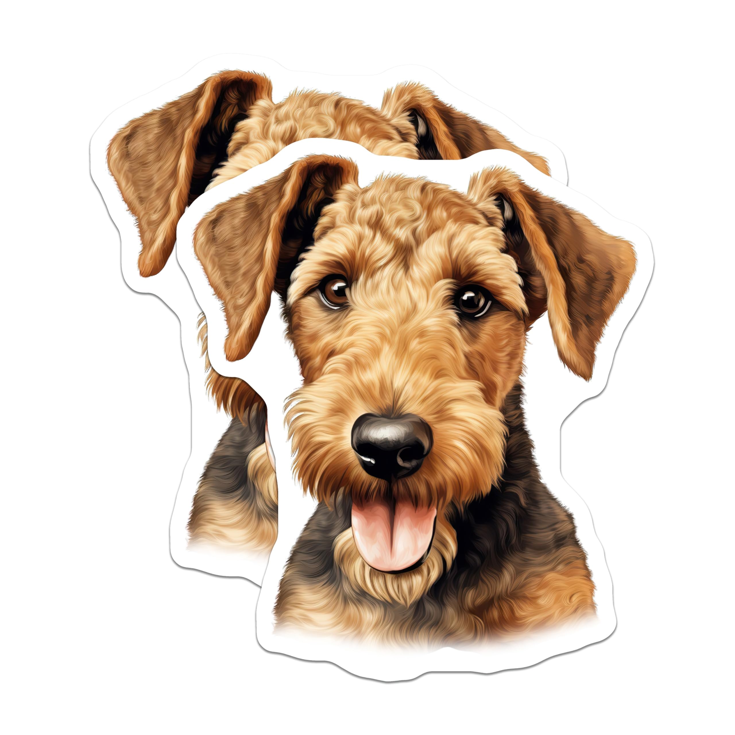 (2 Pack) Airedale Terrier Dog Magnets - Dog Lover Kitchen Decor - Pet Parent Refrigerator Art - 5 Inches On Longest Side - Thick Durable Magnet - Made in USA - MAG27787