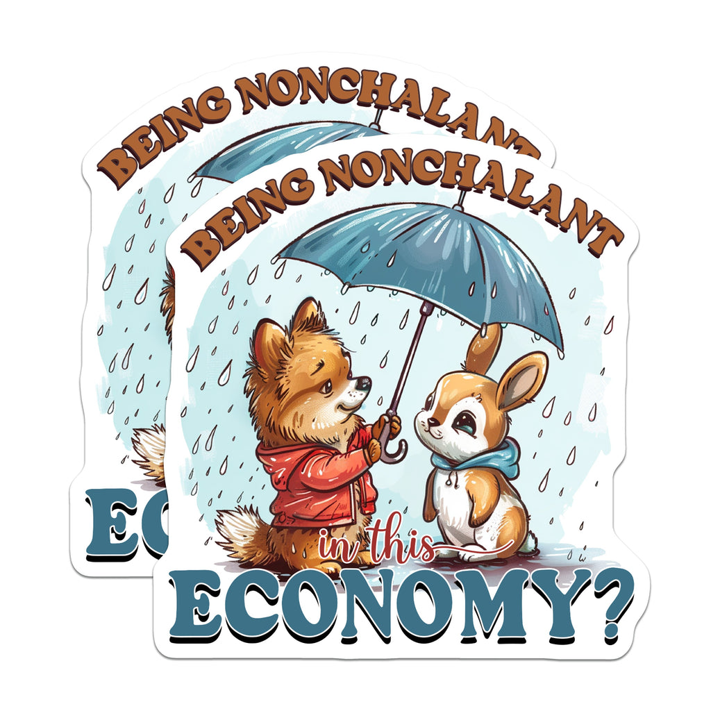 (2 Pack) Being Nonchalant in Economy Magnets - Funny Animal Meme Decor - Cute Corgi Bunny Refrigerator Locker - 5 Inches On Longest Side - Thick Durable Magnet - Made in USA - MAG39773