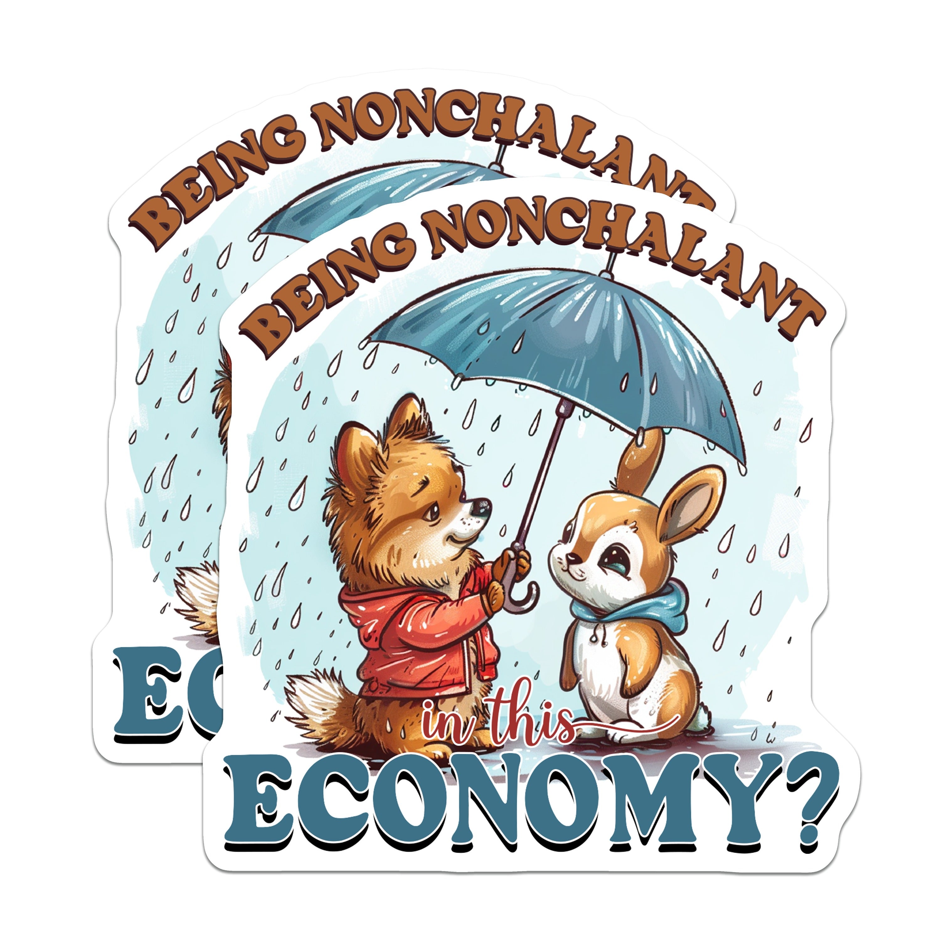 (2 Pack) Being Nonchalant in Economy Magnets - Funny Animal Meme Decor - Cute Corgi Bunny Refrigerator Locker - 5 Inches On Longest Side - Thick Durable Magnet - Made in USA - MAG39773