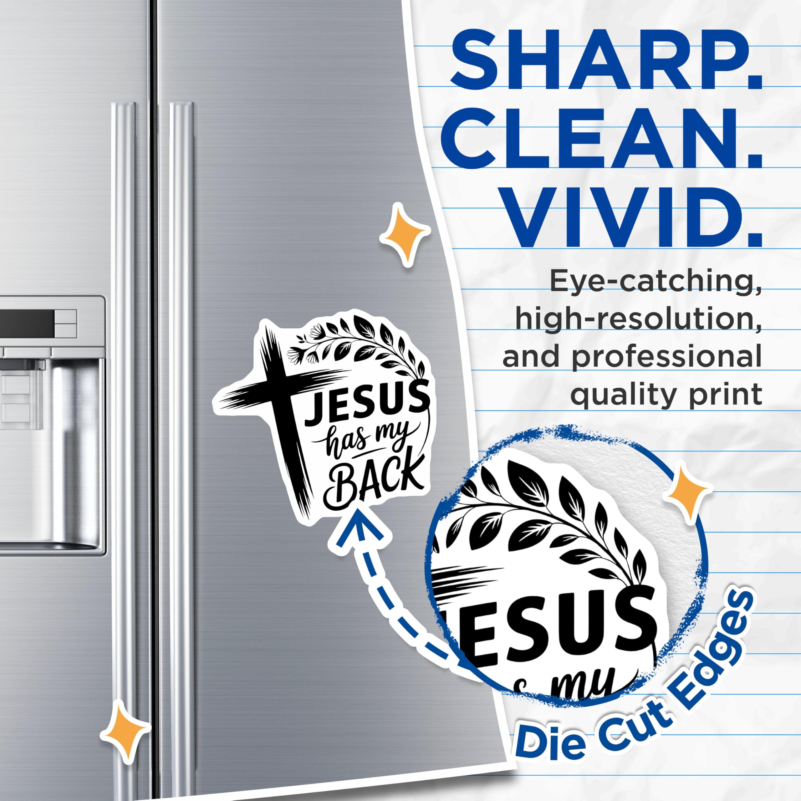 (2 Pack) Jesus Has My Back Magnets - Christian Saying Magnet - Religious Faith Decor - 5" On Longest Side - Premium Magnet - for Cars, Refrigerators, Toolboxes, Lockers - Made in USA - MAG14208