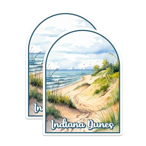 (2 Pack) Indiana Dunes National Park Bumper Magnet - US National Park - Choose from 63 Parks - 5" On Longest Side - Decal for Car Bumper, Laptop, Water Bottle, Wall, and Window - MAG1566